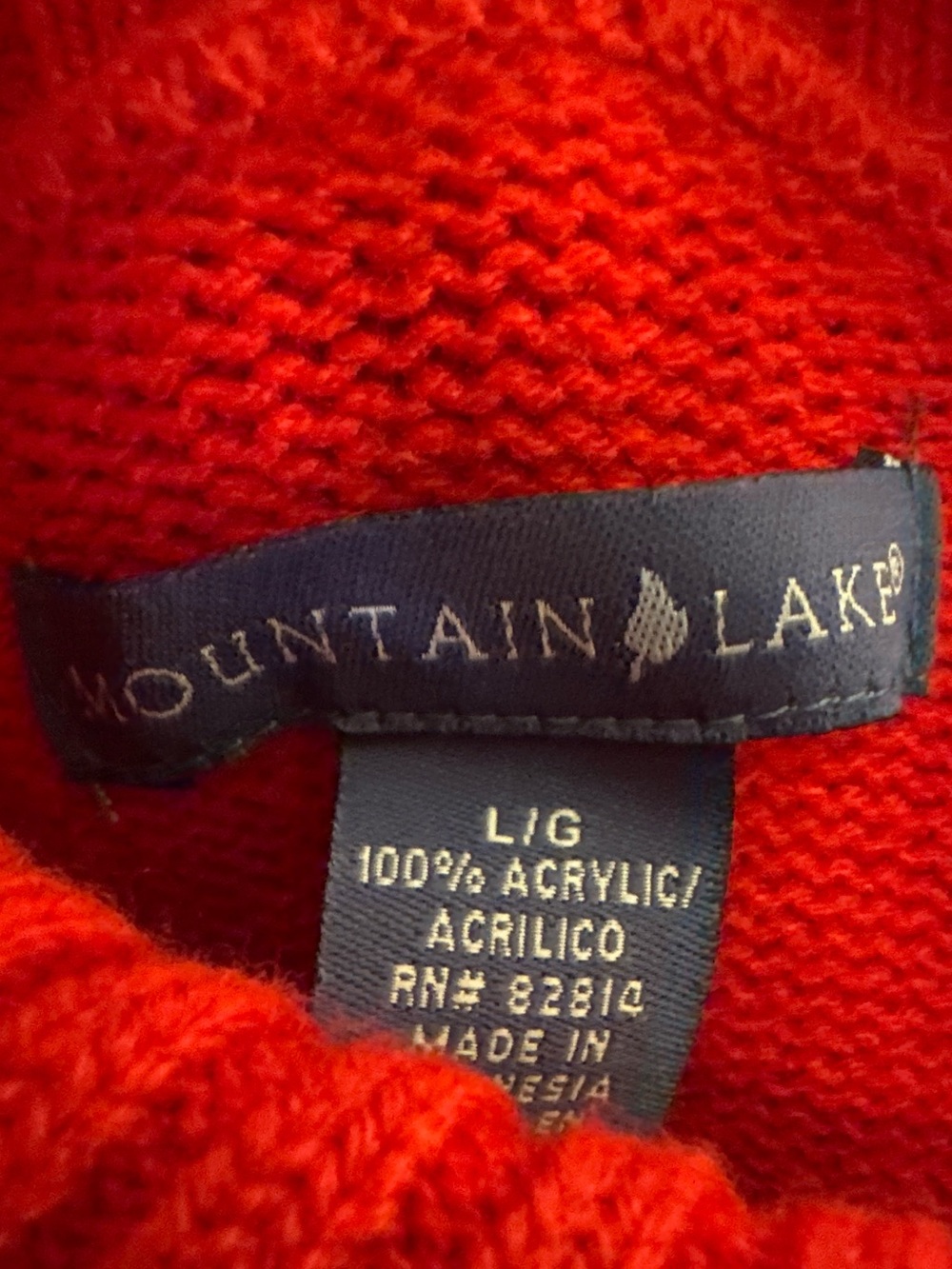 Mountain Lake Red Mock Neck Button Sweater Black Trim Large - Picture 4 of 8